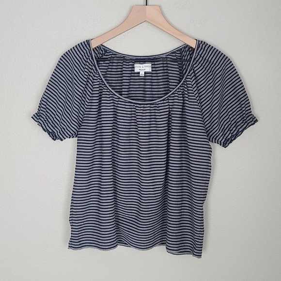 Madewell Texture and Thread Striped Peasant Top - Picture 2 of 6